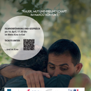 Werbeplakat, auf dem sich die zwei Protagonisten des Films "Until We Talk", umarmen und Informationen zur Veranstaltung stehen. Diese finden sich auch im Begleittext.